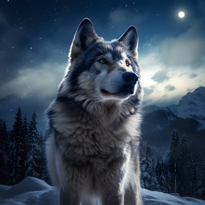 A Majestic Gray Wolf Standing on a Snow-Covered Mountain Peak 2 by Kurt Heppke