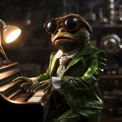 Elton John as a frog with sunglasses and piano 4 by Kurt Heppke