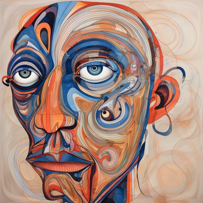 Face, Spiral for Eyes and a Bird for the Nose 1 by Kurt Heppke