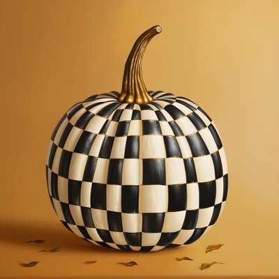 Gold White and Black, Pumpkin on Beige Background 1 by Kurt Heppke
