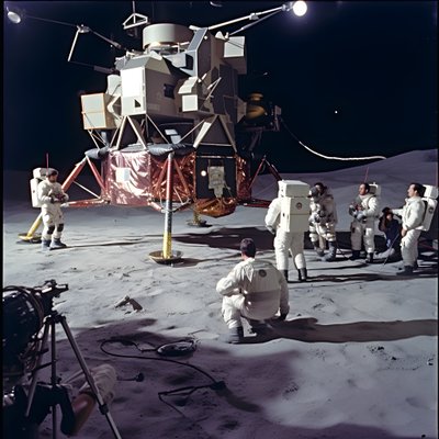 Group of People with TV Camera Showing the Fake Apollo 11 Project 4 by Kurt Heppke