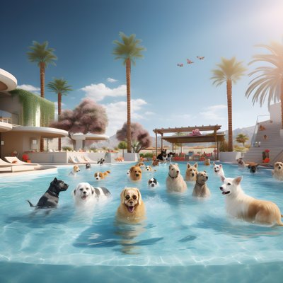Dog Pool Party in Palm Springs 4 by Kurt Heppke