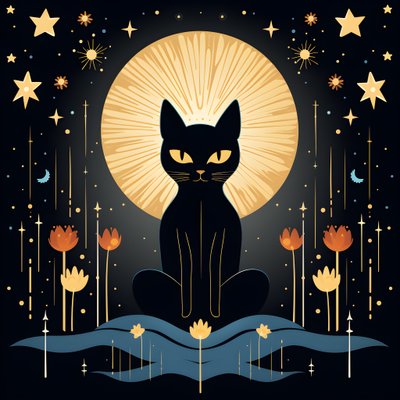 Cat Meditating on a Lotus Flower 1 by Kurt Heppke