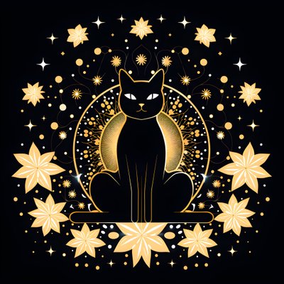 Cat Meditating on a Lotus Flower 2 by Kurt Heppke