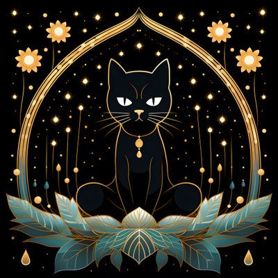 Cat Meditating on a Lotus Flower 4 by Kurt Heppke