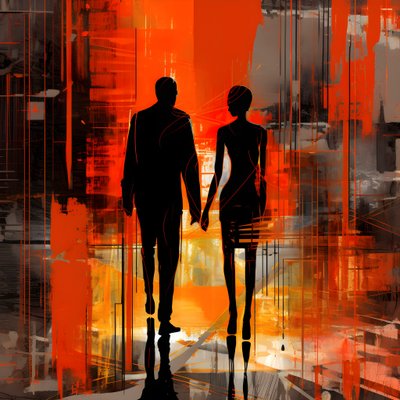 Man in Red, Woman in Orange and Black 4 by Kurt Heppke