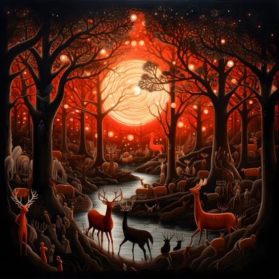 People Negotiating with a Magical Deer-God Moon 1 by Kurt Heppke