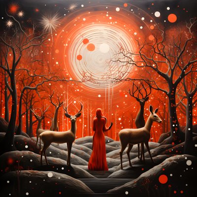 People Negotiating with a Magical Deer-God Moon 2 by Kurt Heppke