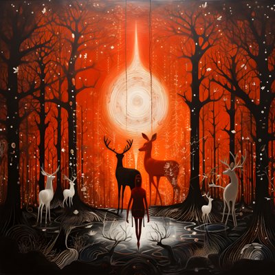 People Negotiating with a Magical Deer-God Moon 4 by Kurt Heppke