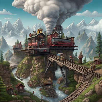 Mini Train with 3 Carriages and 1900 Locomotive with 6 Children Playing on the Train 3 by Kurt Heppke