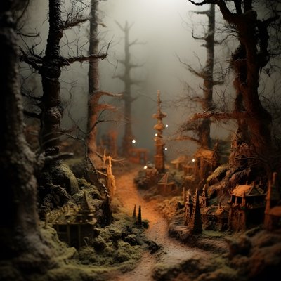 Miniature Tilt-Shift Halloween Forest with Foggy Trees and a Spooky Atmosphere 4 by Kurt Heppke