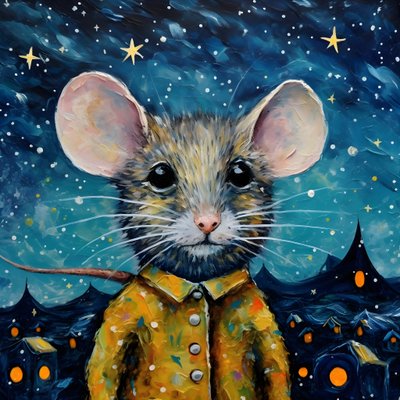 Portrait of the Mouse Animal Starry Night 1 by Kurt Heppke