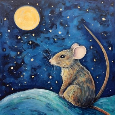 Portrait of the Mouse Animal Starry Night 2 by Kurt Heppke