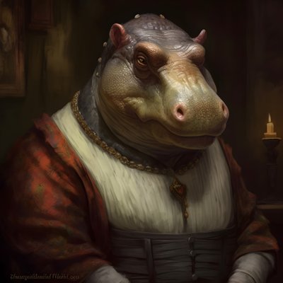 Portrait of an Old Republican Female Hippopotamus 1 by Kurt Heppke