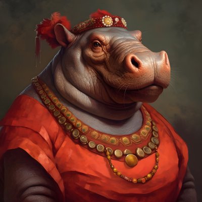 Portrait of an Old Republican Female Hippopotamus 2 by Kurt Heppke
