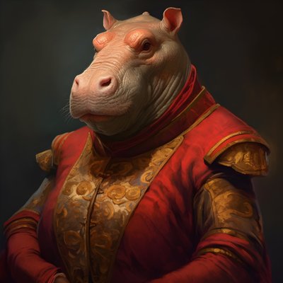Portrait of an Old Republican Female Hippopotamus 3 by Kurt Heppke