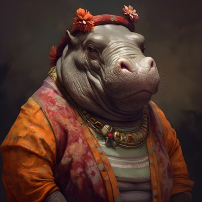 Portrait of an Old Republican Female Hippopotamus 4 by Kurt Heppke