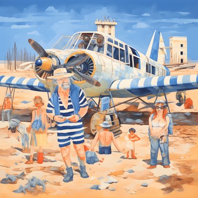 Riding in the Airplane, Poor Animals, Sand Dune in the Distance 1 by Kurt Heppke