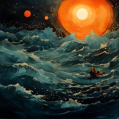 Two Boats Glided Silently Through Ink-Black Water Towards the Swirling Charybdis, the Full Moon Was the Only Light in the Empty World of the North Sea. 3 by Kurt Heppke