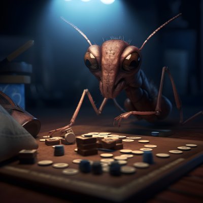 anthropomorphic wild ant with eyebrows and blue eyes 3 by Kurt Heppke