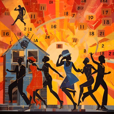 Colorful People Dancing in a Sunlit Area, Dancing with Stars and Suns 4 by Kurt Heppke