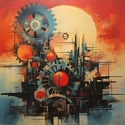 Cogs and Tools Abstract Sunrise 1950s by Kurt Heppke
