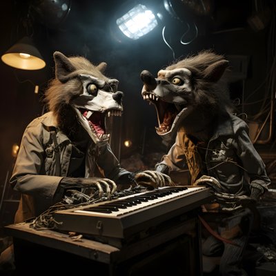 Creepy, Hairy, Broken Animal Animatronics Performing Music on a Stage by Kurt Heppke