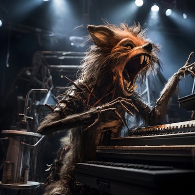 Creepy, Hairy, Broken Animal Animatronics Performing Music on a Stage by Kurt Heppke
