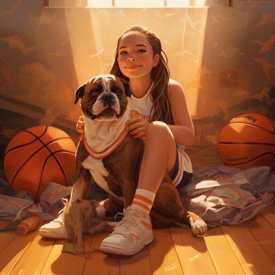 A 10-Year-Old Girl Sitting Waiting with Her Dog on the Ground Holding a Folder with the Picture 4 by Kurt Heppke