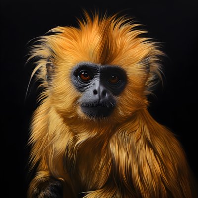 A Painting of the Face of a Golden Langur with Black Background 2 by Kurt Heppke