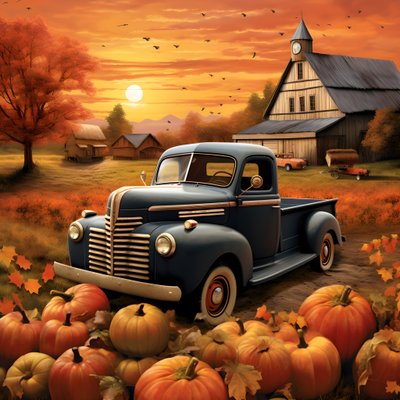 An Old Pickup on an Autumn Evening at Sunset 1 by Kurt Heppke