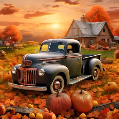 An Old Pickup on an Autumn Evening at Sunset 2 by Kurt Heppke