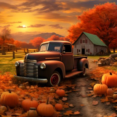 An Old Pickup on an Autumn Evening at Sunset 3 by Kurt Heppke