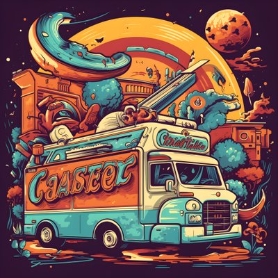 Artistic Event Poster for Food Trucks in a Skatepark in Northern California 1 by Kurt Heppke