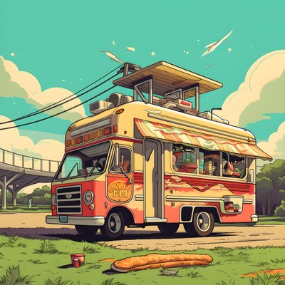 Artistic Event Poster for Food Trucks in a Skatepark in Northern California 2 by Kurt Heppke