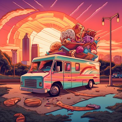 Artistic Event Poster for Food Trucks in a Skatepark in Northern California 3 by Kurt Heppke