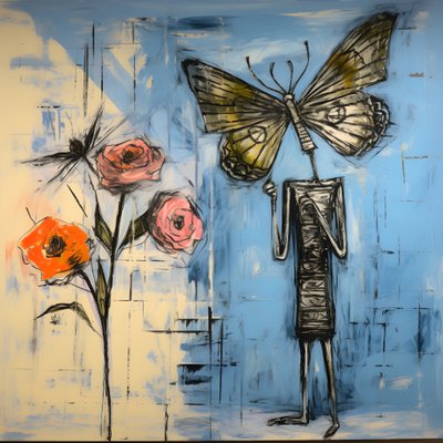 An Original Watercolor of an Angel Holding a Butterfly 1 by Kurt Heppke