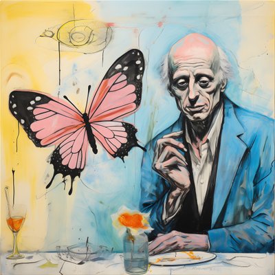 An Original Watercolor of an Angel Holding a Butterfly 1 by Kurt Heppke