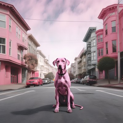 A Pink Dog in the Middle of San Francisco 1 by Kurt Heppke