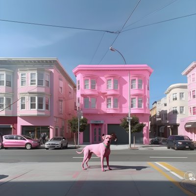 A Pink Dog in the Middle of San Francisco 2 by Kurt Heppke