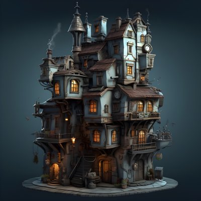 a city block with building and stone staircase 2 by Kurt Heppke