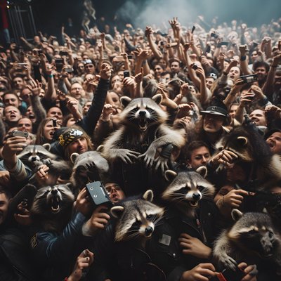 A Horde of Raccoons at a Rock Show 1 by Kurt Heppke