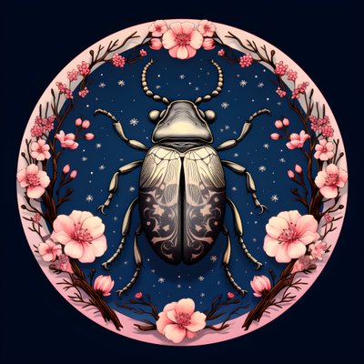 An Illustration of an Illustrated Beetle with Mushrooms in the Background 1 by Kurt Heppke