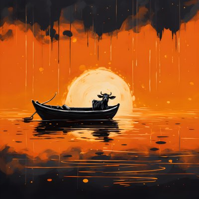A Cow in a Boat on a Lake 2 by Kurt Heppke