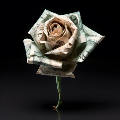 A Rose Made of 100 Dollar Bills, Electrified 1 by Kurt Heppke