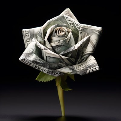 A Rose Made of 100 Dollar Bills, Electrified 2 by Kurt Heppke