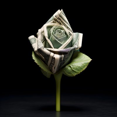 A Rose Made of 100 Dollar Bills, Electrified 4 by Kurt Heppke