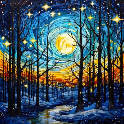 A Scene from the Snowy Forest with Stars 2 by Kurt Heppke