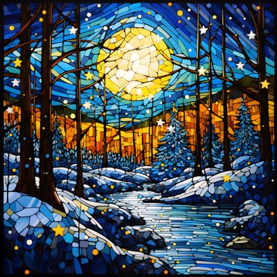 A Scene from the Snowy Forest with Stars 3 by Kurt Heppke