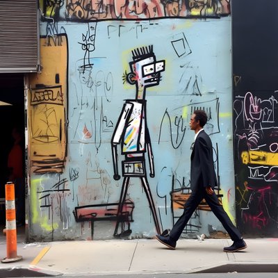 A Painted Figure Comes to Life as It Walks Down a Street in New York, Surreal Photo 1 by Kurt Heppke